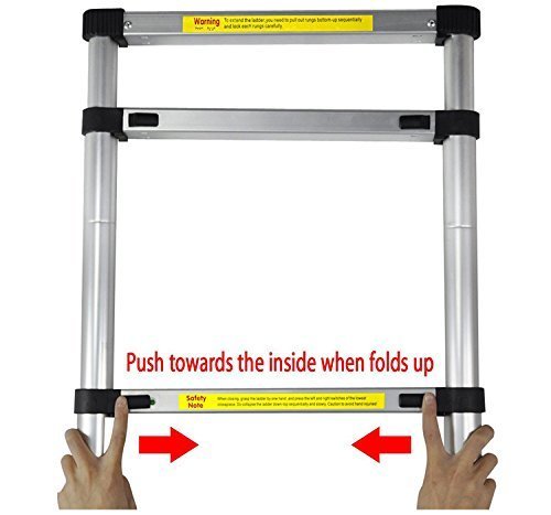 Image of BonKaso VertiPro 5.8M(19 Ft) Telescopic Ladder | Aluminum Ladder 16 Steps | Multipurpose for Home & Outdoor use with Self Lock Mechanism | EN131 Certified | Max Load Capacity of 150kg
