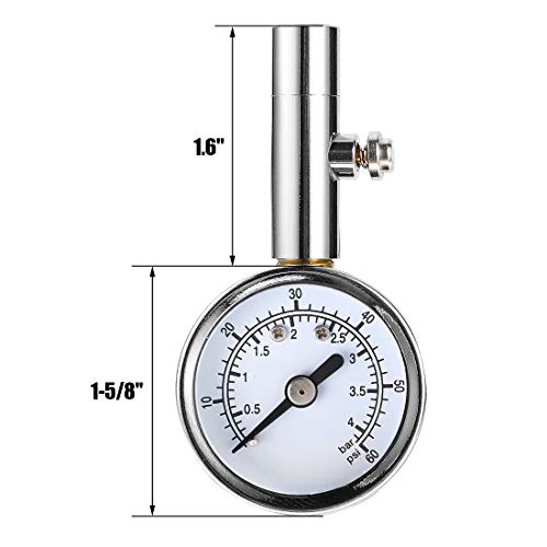 CZC AUTO Heavy Duty Tire Pressure Gauge Reader Checker 0-60PSI, ANSI B40.1 Accurate Mechanical Air Gage, Chrome Plated Single Chuck Dial Wheel Pressure Tester for Motorcycle Bike Car RV Bicycle - Image 6