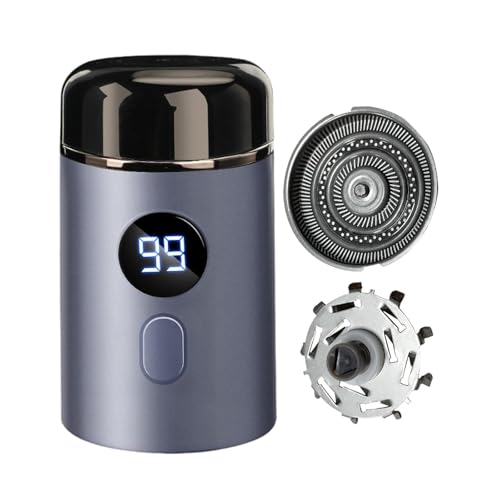 Kokiya Electric Shaver Facial Beard Trimmer Father's Day Gifts Mini Shaver Face Hair Shaver for Car Business Car Use Office Travel, blue and Shaver head