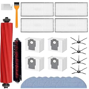 20 Stück Zubehör Für Roborock S7 Maxv Ultra, Ersatzteile Für Roborock S7 Pro Ultra, 1 Hauptbürste, 1 Selbstreinigende Bürste, 4 Wischtücher, 4 Filter, 4 Seitenbürsten, 4 Staubbeutel