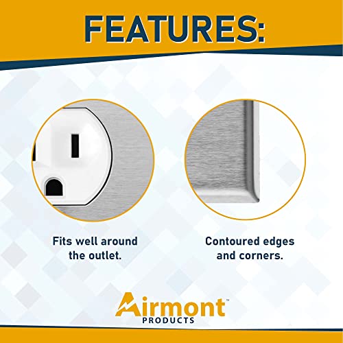 Airmont Products Ap-10841, Stainless Steel Wall Plate, 2 Gang Standard Size, 1 Duplex Receptacle, 1 Blank, 4.50" X 2.76" Corrosion And Heat Resistant, Unbreakable Metal #TOP2