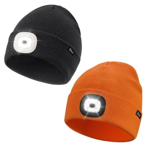 Etsfmoa Unisex Hat with Light Gifts for Men Dad Father Rechargeable LED Warm Beanie Knit Headlamp Cap Cover