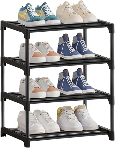 NIAWECAN Zapatero de 4 Niveles, Zapateros Metálico Apilable, Zapatero Estrecho Capacidad para 8 Pares de Zapatos, Adecuado para Entrada Recibidor, Pasillos, Sala de Estar