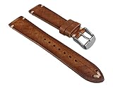  Ersatzband Vintage Uhrenarmband Sattelleder Hellbraun mit offener Schnittkante, Ziernaht 24921S /16, Stegbreite:22mm