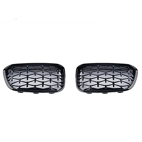 TOOWGM Grille avant style diamant pour BMW F20 F21 2015-2019 118i 120i 125i m140i Noir brillant Argent Grilles (Noir)