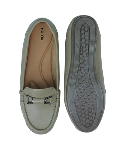 Image of Pluxh Women's Elegant Ballet Flats with Metal Accent | Soft Comfort Slip-On Shoes | Lightweight Everyday Footwear | Flexible Grip Sole | Office, Casual & Work Wear