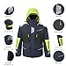 Men’s PRO Sailing Jacket Waterproof & Offshore Bib Pants + Hi-Vis Hoodie 3-Piece Wet Weather Gear for Crew & Ocean Racing (Navy, L)