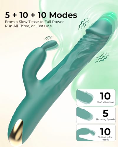 Acvioo 3-in-1 Rabbit Thrusting Vibrator Dildo, Adult Sex Toys for Women - Image 3