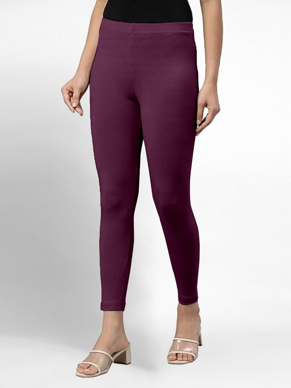 Image of TRENDMALLS Women's Super Combed Cotton Elastane Stretch Ankle Length Leggings with Ultrasoft Waistband
