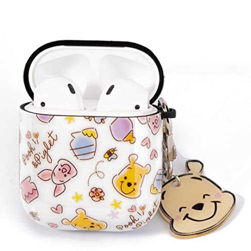 Airpods 2/1 Case - Pooh Bear Airpods Accessories Protective Cartoon Soft Case Cover Portable & Shockproof Women Girls Men For Airpods 2/1 Charging Case Egg Design With Crystal Material Keychain #TOP1