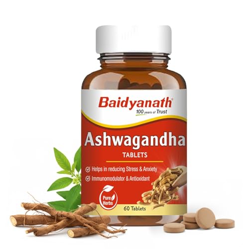 Baidyanath Ayurved Ashwagandha 60 Tablets for General Wellness | Helps Release Stress & Anxiety (Pack of 1)