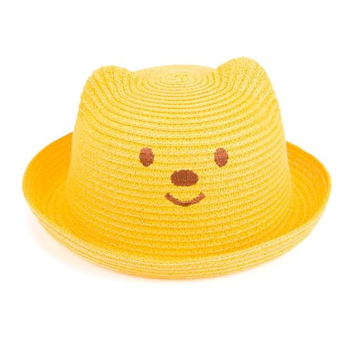 Little Girl Children Summer Straw HatBear Straw Hat Baby Sun Shade Straw Hat Baby Pot Hat 5