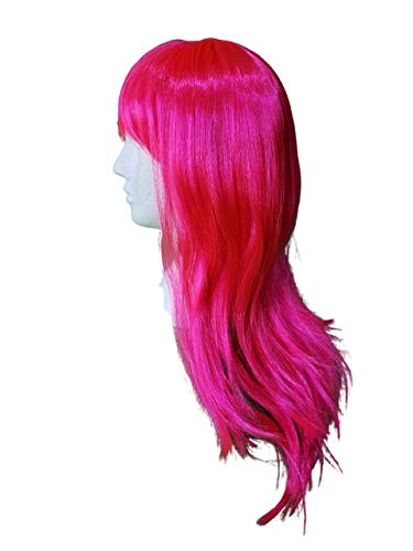 Peruca longa sintética Rosa Pink 60 cm cosplay