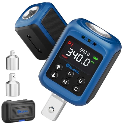 ALAIAL Digitaler Drehmomentadapter 1/2 Zoll, 5-340Nm Digitaler Drehmoment Adapter, Digital Drehmomentschlüssel Set mit 3/8' und 1/4' Adapter, Summer, LCD-Anzeige für Fahrrad Motorrad Auto Reparatur
