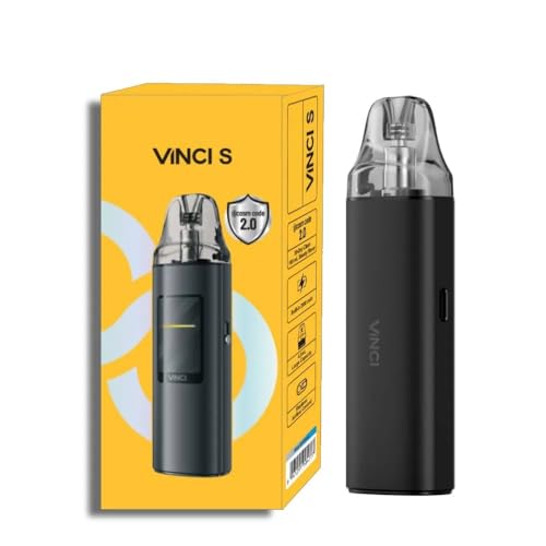For VOOPOO Vinci S Kit 40 W (Negro) Batería 2000 mAh | 4,5 ml Cartucho Vinci S Pod 0,8 Ω MTL/RDL Vape | Compatible con Cartucho Vinci E/Pod vacío Vinci PnP X y PnP X Coil Original   No Nicotine