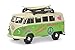 Schuco 452022800 VW T1 Bus Surfer, mit Dachträger und 2 Boards, Modellauto, Maßstab 1:64, grün/grau