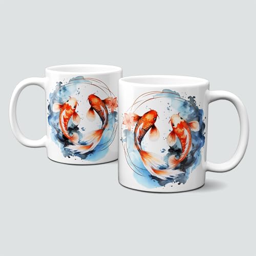 online-hut - Tasse - Kaffeebecher - Oriental Tales- Orientalische Märchen - Asiatische Geschichten -Koi - Muster - Bunt - Color - Motivtasse - Geschenkidee - LT-868