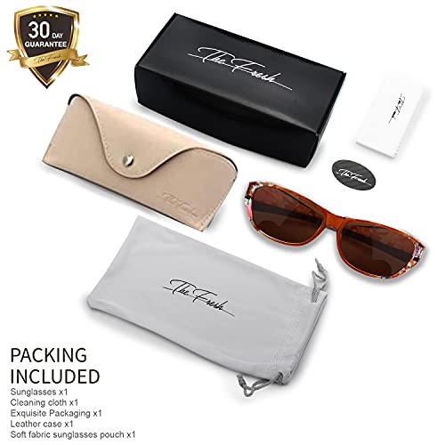 Image of The Fresh High Definition Polarized Wrap Around Shield Sunglasses for Glasses - Leather Eyeglasses Case