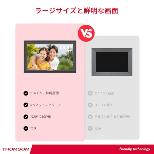 THOMSON WiFi デジタルフォトフレーム 15.6インチ 1920×1080 32GB内蔵 FHD タッチスクリーン 256GB SDカードUSBメモリ対応 自動回転 遠隔転送 SDカードは別途購入が必要 1563 の商品画像 5