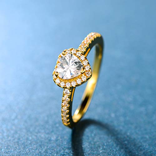 MDFUN Luxurious 18k Gold Plated Cubic Zirconia Wedding Engagement Rings Eternity Bridal Band Halo Rings (C-gold plated, 8.5) - Thumbnail 4