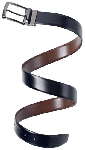 Sportoli?‚?® Men's Solid Leather Reversible Belt - Black/Brown (Size 38)