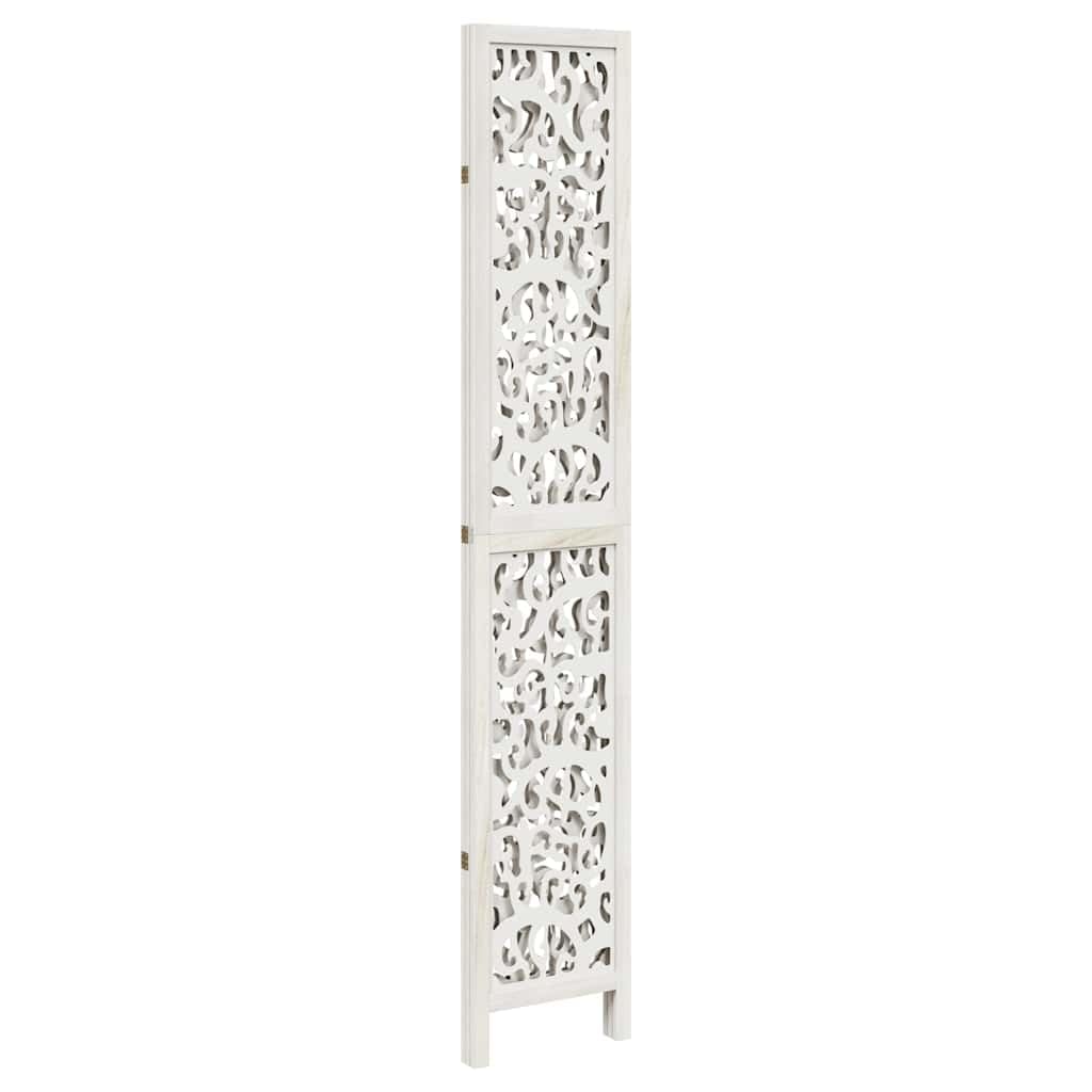 Paravento pieghevole in legno massiccio di paulownia, 3 pezzi, bianco, 105-110 x 220 cm, parete spagnola come protezione dagli sguardi indiscreti e divisorio per camera da letto, soggiorno e