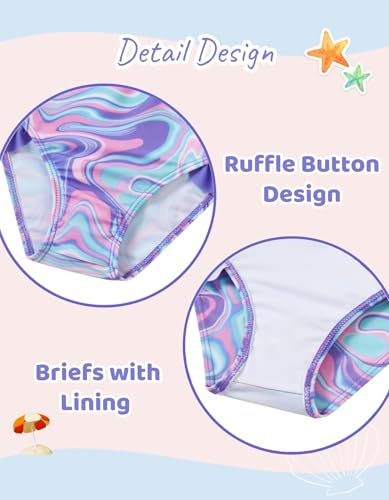 Image of Little Girls Two Piece Mermaid Bikini Set Ruffle Adjustable Summer Beach Bathing Swimsuit 3-7 Years for Kids