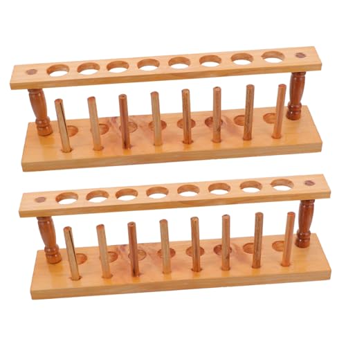 KOCKSHION 2個 木製試験管スタンド 孔 実験室用ラボ試験管ラック 耐久性収納ラック 実用的で清掃簡単なテストチューブホルダー
