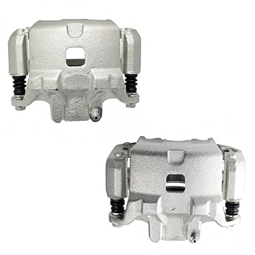 Image of TRQ Front Brake Caliper Set Zinc Coated Brackets Hardware Compatible with 2002-2004 Infiniti I35 2002-2006 Nissan Altima 2002-2003 Maxima
