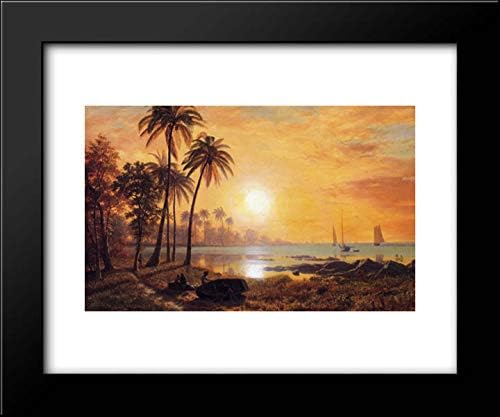 Tropical Landscape with Fishing Boats in Bay 24x20 Framed Art Print by Albert Bierstadt