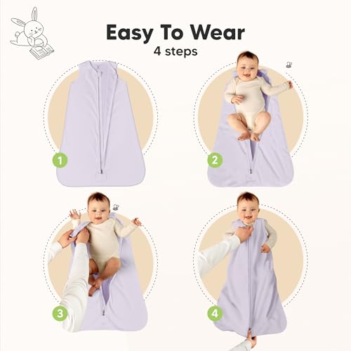 Image of 2-Pack Baby Sleep Sacks, Zipper Wearable Blanket - 100% Organic Cotton 0.5TOG, Soft Lightweight Toddler Sleeping Sack 3-6 months, Easy to Wear Newborn Swaddles Sleepsack (Lilac, S)