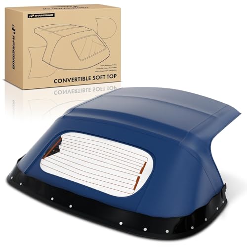 A-Premium Blue Convertible Soft Top Compatible with Mazda Miata 1990-2005, with Glass Window, with Rain Rail