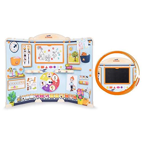 Smoby - Salle de Classe Smoby School - Ecole et Ardoise pour Enfant - Double Face Blanche Magnétique + Craie - 80 Accessoires Inclus - Jouer à la Maitresse - Dès 3 Ans - 410818