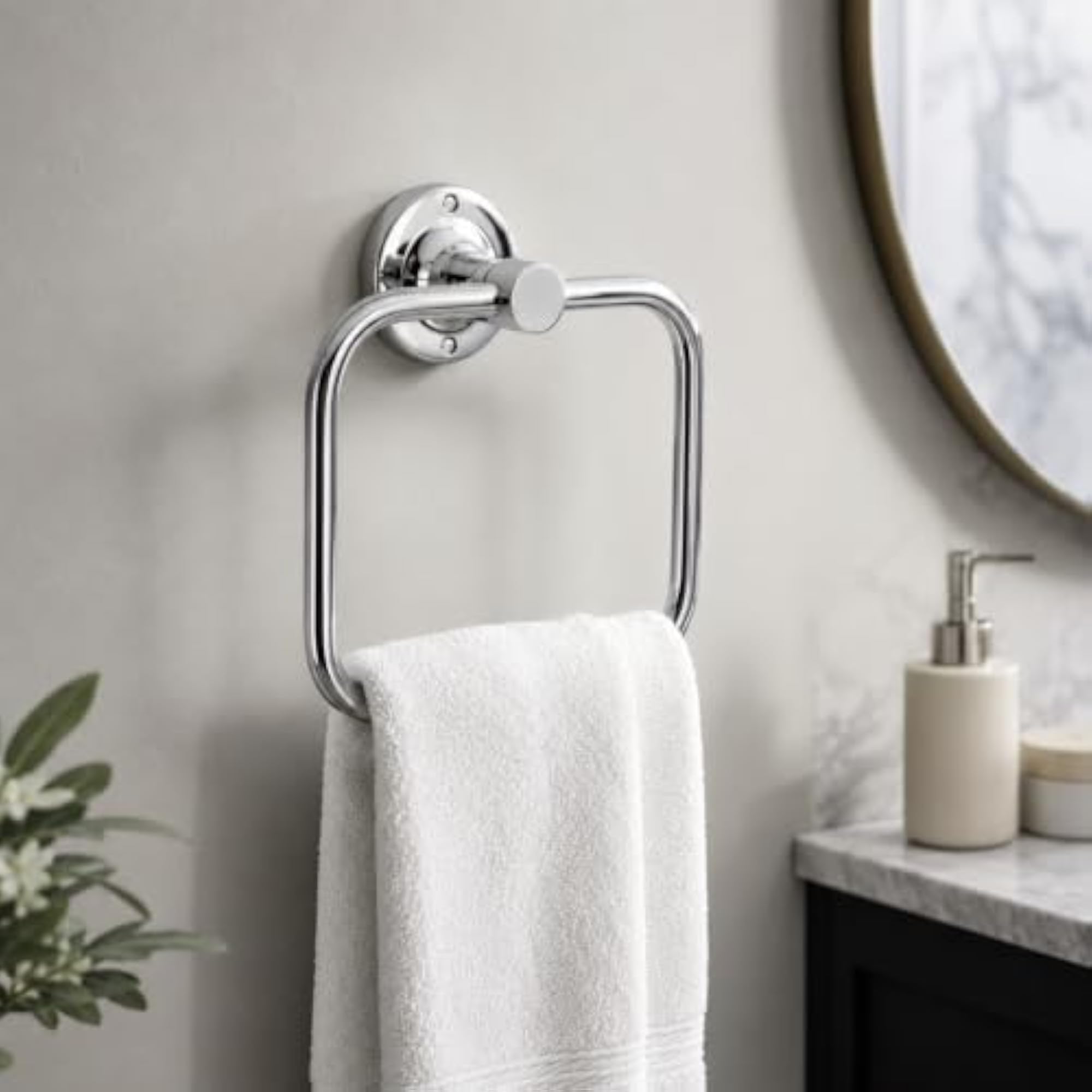 Stainless Steel Towel Ring with Chrome Finish, Bathroom Holder