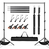 Heysliy Hintergrundständer-Set, Professioneller Fotohintergrund Ständer Verstellbar (1-3m Höhe/1.5-3m Breite) mit Tragetasche - Hintergrundsystem für Studio& Fotowand-Party | Kompatibel mit Backdrops