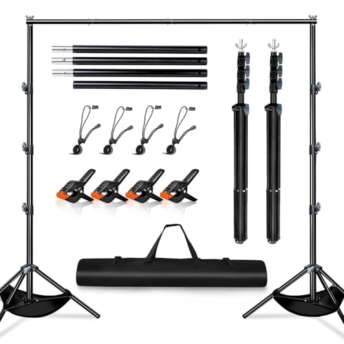 Heysliy Hintergrundständer-Set, Professioneller Fotohintergrund Ständer Verstellbar (1-3m Höhe/1.5-3m Breite) mit Tragetasche - Hintergrundsystem für...