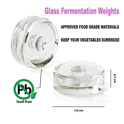 myFERMENTS 6PCS Poids de Fermentation en Verre - Fermentation, Conserve, Saumure & Marinade des Légumes - Large Diamètre pour Grands Mason Jars - Poignée avec Grip - Boîte Magnétique - Image 6