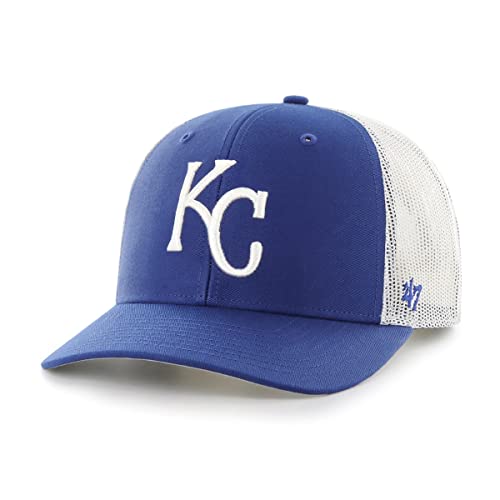 47 MLB Trucker Snapback Adjustable Hat Adult One Size Fits All - Kansas City Royals Blue