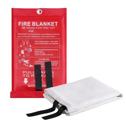 Manta antifuego para el hogar y la cocina, manta ignífuga de fibra de vidrio de emergencia para las personas, protección contra incendios y liolación térmica – 100 x 100 cm