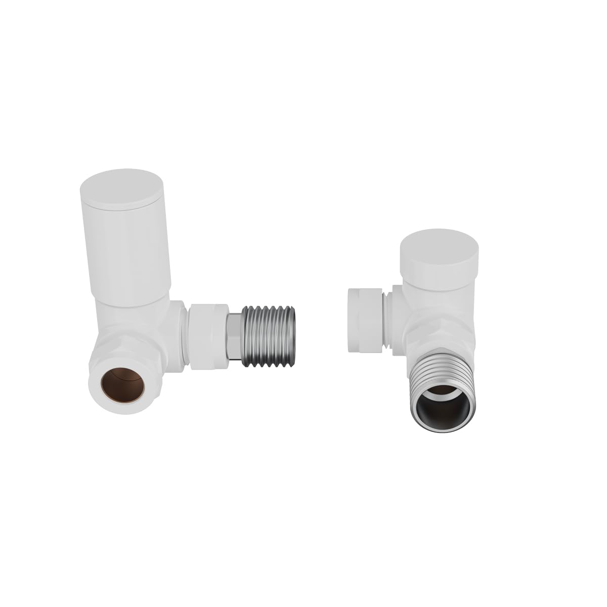 Warmehaus White 15Mm Round Head Corner Radiator Valves Angled Towel Rail Valve + Lockshield Valve