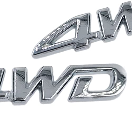 Image of 2 PCS NEW 3D Zinc Alloy Chrome 4WD Rear Chrome Emblem Logo Trunk LID (Silver)