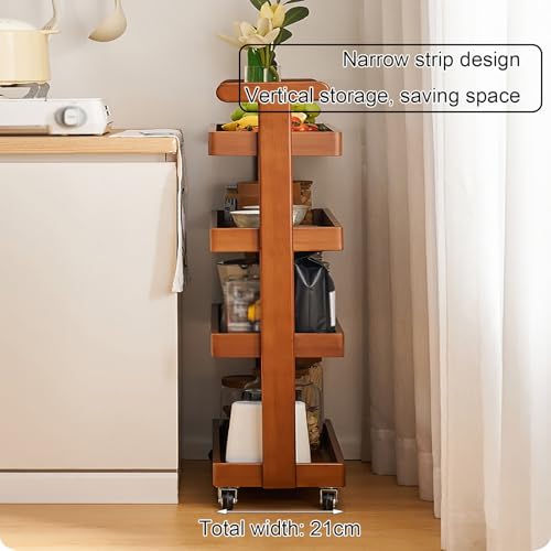 Carrello portaoggetti in Legno a 4 Ripiani Cupboard Gadgets: Soluzione Versatile per riporre Oggetti Soggiorno, Camera da Letto e Cucina. Elegante Organizer con Ampi Ripiani. Arred