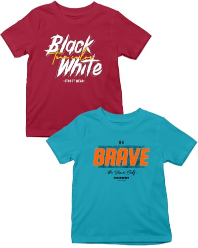Image of XENOVAURBAN Kids Tshirts Combo | 2 Unisex Printed Round Neck Boys and Girls Kids T-Shirts - P