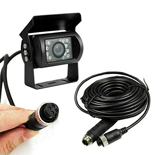 Caméra de recul pour Camion avec câble de 10 m, étanche 18 LED infrarouges 170 degrés 4 Broches Haute définition CCD pour Voiture Lourde camionnette, remorque, Bus, caravanes