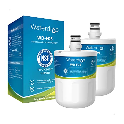 Waterdrop 5231JA2002A Refrigerator Water Filter, Replacement for LG® LT500P®, GEN11042FR-08, ADQ72910911, ADQ72910901, Kenmore 9890, 46-9890, LFX25974ST, LMX25964ST, 3 Pack
