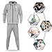 R RAMBLER 1985 mens tracksuit fashion hooded outfit Athletic Sweatsuit set for big tall men outdoor jogger sportswear stripe track suit(light grey,3X)