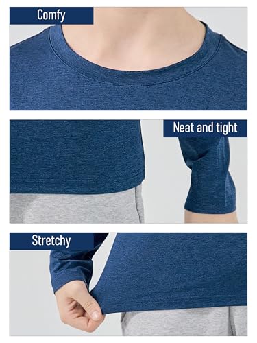 Cooraby Boys Dry-Fit Long Sleeve Active T-Shirt Athletic Performance Clothes Active Crew Neck Soft T-Shirt for Kids Boy3