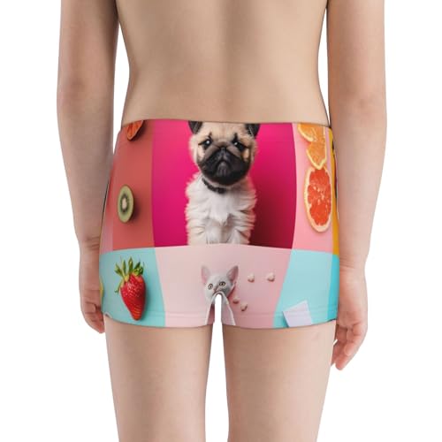 Boys' Cotton Boxer Brief Soft Underwear-Colorful Dog Cat Collage3