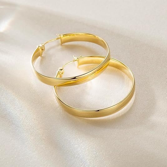 Hoop Earrings 14K Gold Hoop Earring for Women Big Hoops Earrings Gold Jewelry Timeless Feminine Elegance Hypoallergenic Earring 35mm - Image 5