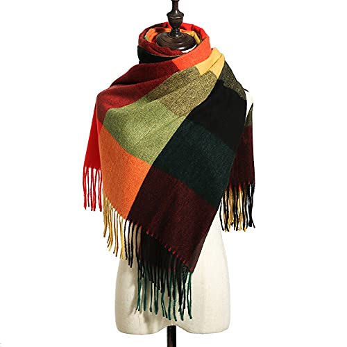 Sciarpa Invernale Elegante Sciarpina Sciarpa Invernale Donna Plaid Calda Morbida Bandana Donne Sciarpe Luxe Nappa Femminile Foulard Moda Di Lunga Scialle, 180 X 70 Cm Calda